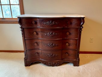 Late 1800s Marble Top Serpentine Chest