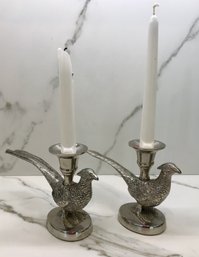 Pair Of WILLIAMS SONOMA Pheasant Candleholders