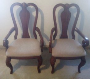 Two Modern Queen Anne Style Arm Chairs