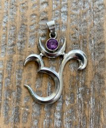 Sterling Silver And Amethyst Ohm Pendant