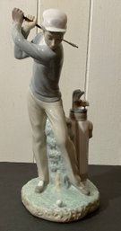 Lladro #4824 Golfer Man Swinging Golf Club Figurine.