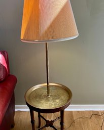 Vintage Round Brass Tray Table Standing Lamp