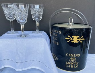 2 Waterford 'CARA', 1 Waterford 'ALANA' Claret Wine Glasses & MCM Ice Bucket *READ DESCRIPTION'