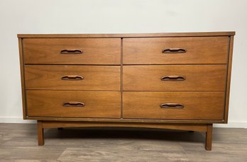 6 Drawer Credenza With Sculpted Wooden Handles