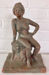 Vintage Studio Pottery Nude Sculpture Signed MM
