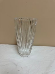 Beautiful Heavy Glass Ribbed Vase