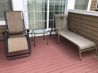 Patio Chair, Side Table And Loungers Including Folding Zero Gravity Chair