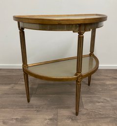 Theodore Alexander Venetian Waters Eglomise Demilune Glass Console Table