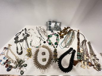 Lot #17 Costume Jewelry With Some Sterling Mixed In The Jewelry