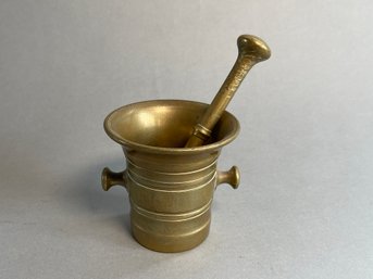 Amazing Antique Brass Apothecary Mortar & Pestle