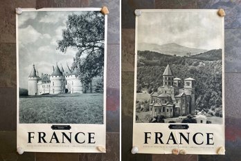 Two 1950s Vintage French Lithograph Travel Posters - Auvergne, L'eglise De Saint-Nectaire
