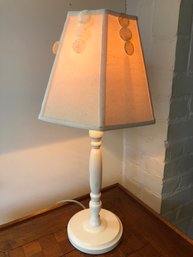 White Table Lamp With Capiz Shell Detail On Shade