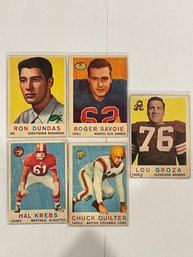 1959 Topps Football Card Lot.  4 Cards Total.