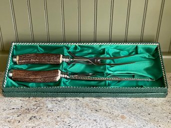 Vintage Baron Stag Horn Carving Set, Solingen Germany