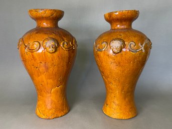 Large Orange Ceramic Vases