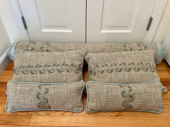 Pale Aqua & Beige Custom Made Throw Pillows