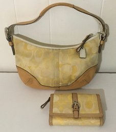 A16. Coach Yellow Handbag & Coach Yellow Wallet, 2 Pc Set