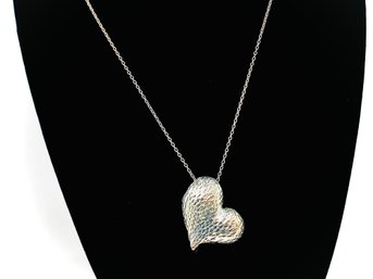 Vintage Sterling Silver Heart Pendant Necklace (Approximately 7.3 Grams)