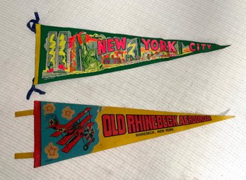 Pair Of Vintage New York Felt Pennants