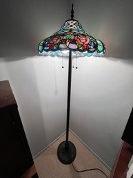 Victorian Design, Tiffany Inspired Floor Lamp, With Stained Glass Shade