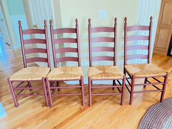 4 Ladder Back Chairs W/ Rush Seats