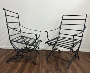 Pair Of Wrought Iron Stylish Patio Chairs