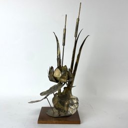 Brass Brutalist Cattail Sculpture