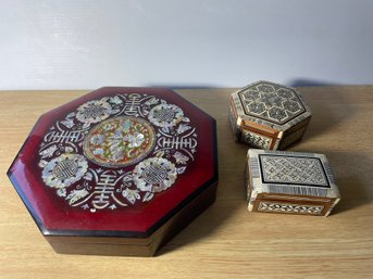 Mother Of Pearl Inlaid Trinket Jewelry Boxes