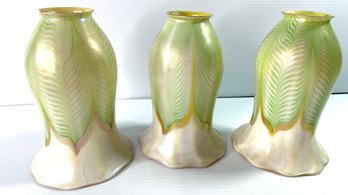 Quezal Decorated Art Glass Shade 9''-  Pre 1919