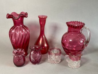 Pink/Cranberry Vintage Glass Pieces