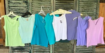 8 Jewel-toned Summer Tanks, A Few Are By J Jill And Saks Fifth Ave Labels, Sizes Medium And Small