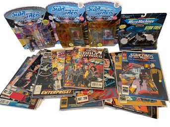 Large Collection Of Star Trek's Figures And Comic Books.