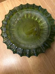 Extra Large Mid Century Green Glass Ashtray