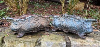 Pair Of Cast Iron Footed Jardiniere Planters