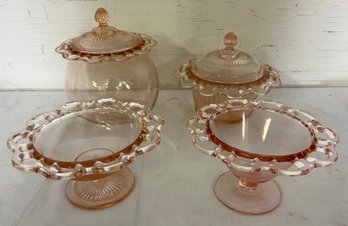 Four Anchor Hocking, Old Colony Open Lace Pink Depression Glass