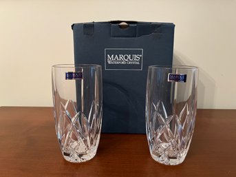 Pair Of Marquis Waterford Brookside Oversized Hiball Lead Crystal Glasses - Unused