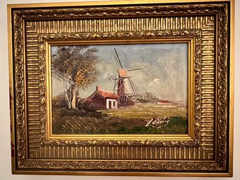 Oil On Canvas, With Windmill, Warm Colors, Soothing Palette