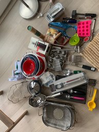 Large Group Of Kitchen Gadgets, Strainers, Baskets And More