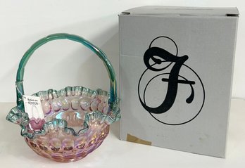 Beautiful Opalescent Fenton Glass Basket With Box