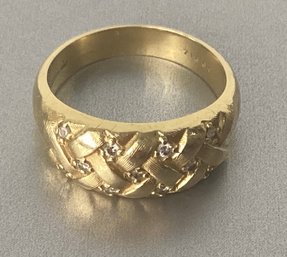 14K Gold Man's Ring With Diamonds - 6.1 Gross DWT