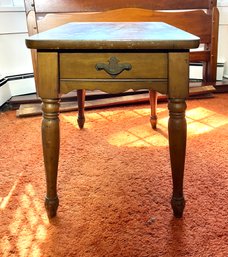 Vintage Wooden Side Table With One Drawer & Brass Pull