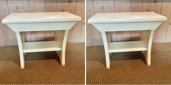 Pair Of White Painted Small Benches