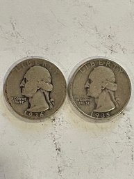 2 - Washington Silver Quarters    1935 And 1936