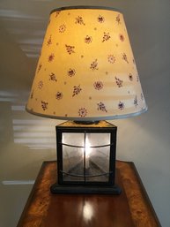 New England Style Hurricane Lantern Light With A Sweet Patterned Shade