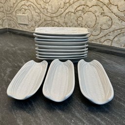 A Set Of 12 Ceramic Corn Dishes - Made In Italy