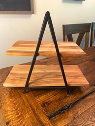 Wood And Iron Two Tier Display Shelf