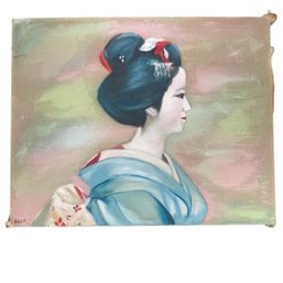 A Vintage Painting Of A Geisha Signed  16'  X  20'