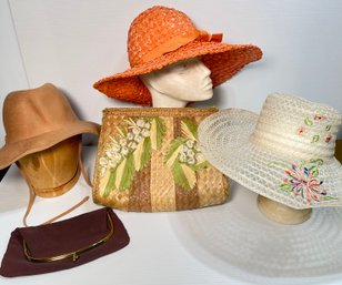 Vintage Lot Of Hats And Purses