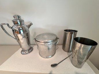 Chrome, Stainless, Aluminum Lot Of Barware