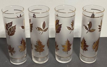 Retro 4 Gold Leaf Tall Cylinder Glasses